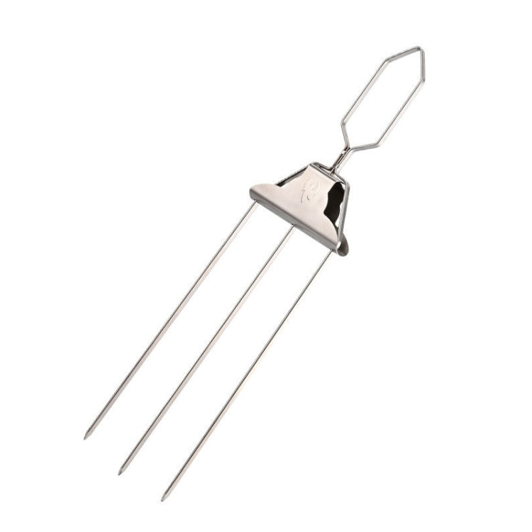 Stainless Steel BBQ Skewers Semi-Automatic Barbecue Fork, 3 Way Skewer