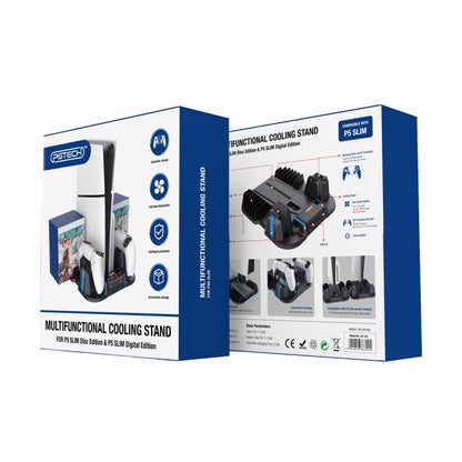 For Sony PS5 Slim PGTECH GP-521 Handle Charging Base Host Cooling Rack With Disc Rack, GP-521 Black, GP-521 White