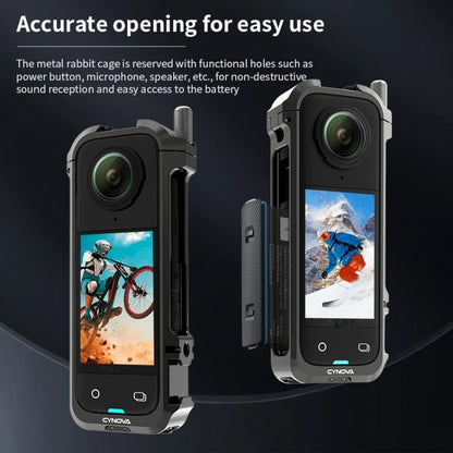 For Insta360 X4 CYNOVA Metal Rabbit Cage + Lens Cover Set Protective Accessories