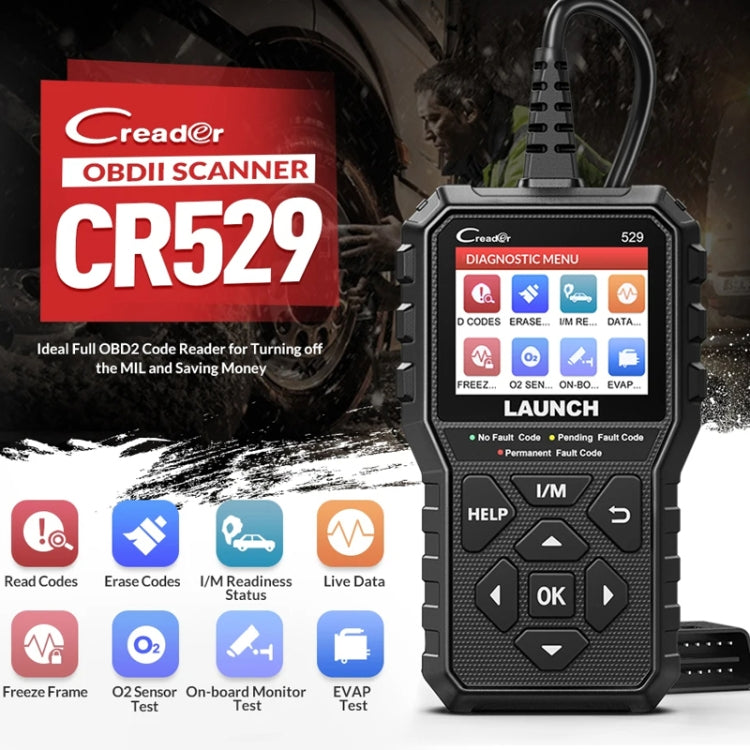 Launch Creader CR529 OBD2 Car Engine Fault Tester Code Scanner
