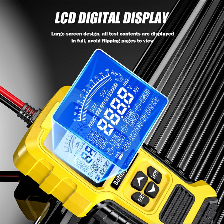 FOXSUR 12V/24V Automotive Lead-acid Battery Internal Resistance Rapid Analyzer, Yellow