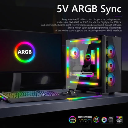 Panoramic Glow ARGB Light Bar Desktop Computer Case Interior Decorative Ambient Light, F300 Square