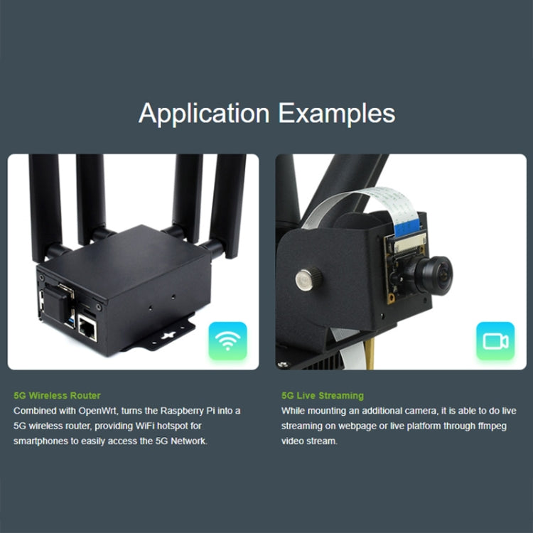 Waveshare SIM8262E-M2 5G HAT For Raspberry Pi, Quad Antennas 5G NSA, 5G/4G/3G Compatible