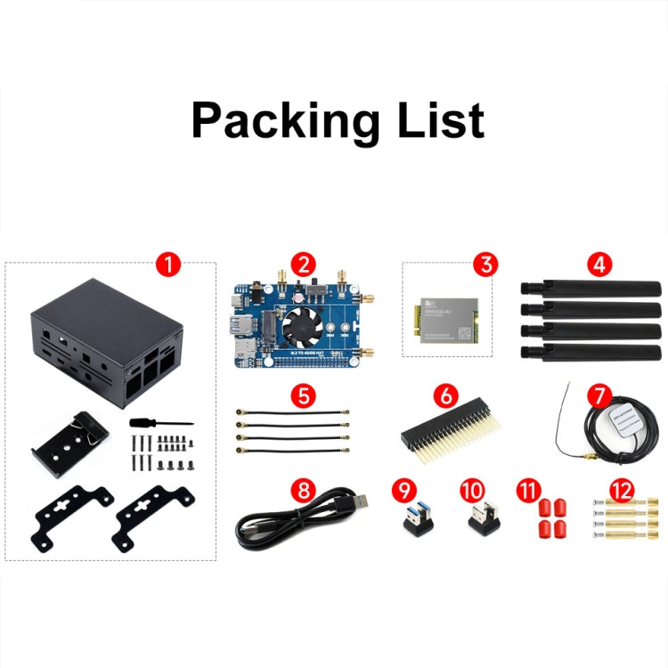 Waveshare SIM8262E-M2 5G HAT For Raspberry Pi, Quad Antennas 5G NSA, 5G/4G/3G Compatible