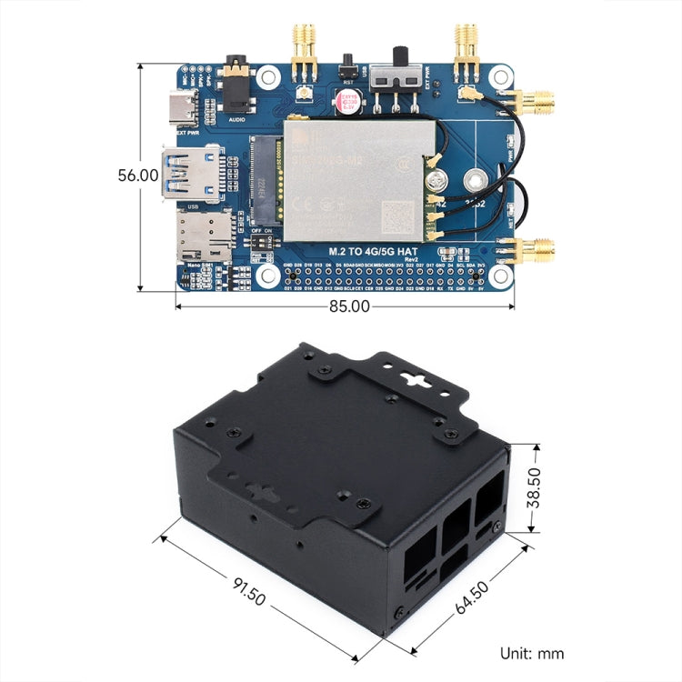 Waveshare SIM8262E-M2 5G HAT For Raspberry Pi, Quad Antennas 5G NSA, 5G/4G/3G Compatible