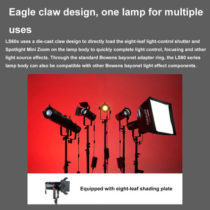 Aputure Adjustable Focus LED Photography Light Indoor Interview Video Live Fill Light, LS 60d, LS 60x
