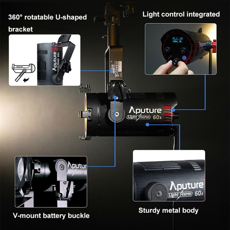 Aputure Adjustable Focus LED Photography Light Indoor Interview Video Live Fill Light, LS 60d, LS 60x