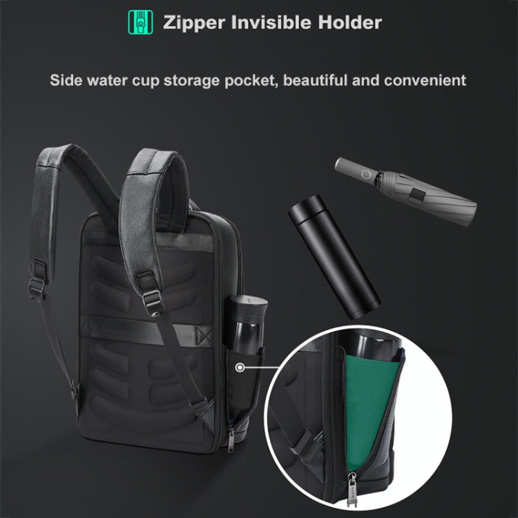 Bopai 61-122391 Large-capacity First-layer Cowhide Business Laptop Backpack With USB+Type-C Port, 61-122391