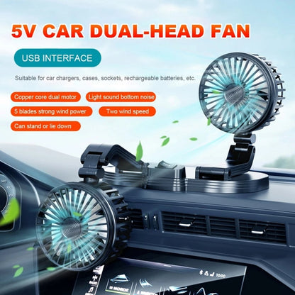 5V USB Port Car Dual-head Fan Circulation Fan