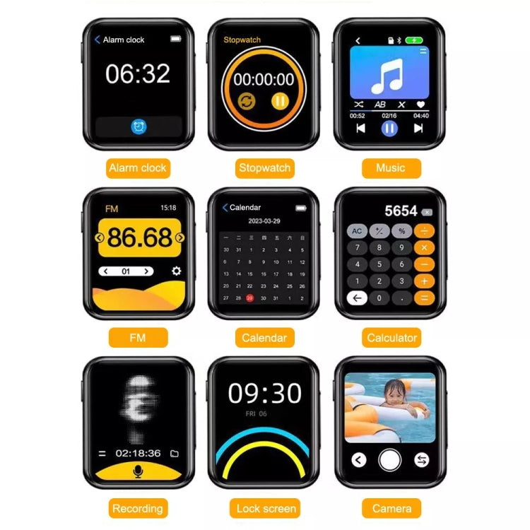 A30  MP3 Player With FHD 720P Digital Camera Bluetooth 5.4 Lossless Sound Audio Player, Excluding Memory Card, 4GB, 8GB, 16GB, 32GB, 64GB