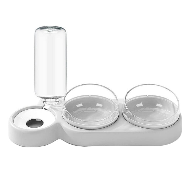 Cats 3 In 1 Bowl Automatic Water Dispenser Anti Spill Large Bore Tilt Pet Food Bowl, Green, White, Grey