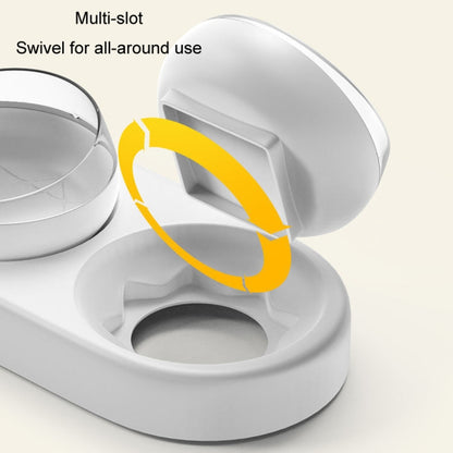 Cats 3 In 1 Bowl Automatic Water Dispenser Anti Spill Large Bore Tilt Pet Food Bowl, Green, White, Grey