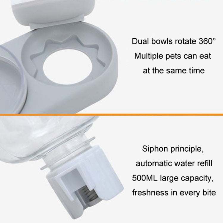 Cats 3 In 1 Bowl Automatic Water Dispenser Anti Spill Large Bore Tilt Pet Food Bowl, Green, White, Grey