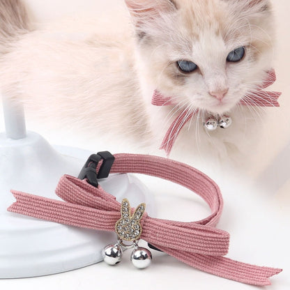 Pet Collar Jewelry Adjustable Cats Bell Necklace, Dark Pink