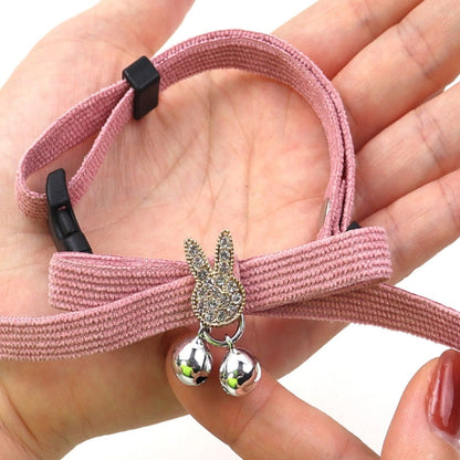 Pet Collar Jewelry Adjustable Cats Bell Necklace, Dark Pink