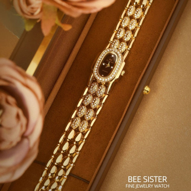 BS Bee Sister Stainless Steel Ladies Bracelet Watch Diamond Wristwatch