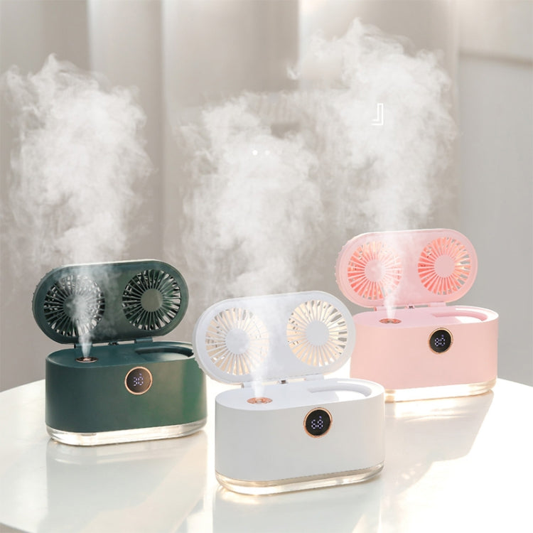WT-818 Dual-leaf Spray Smart Digital Display Desktop Fan Night Light Humidification Cooler