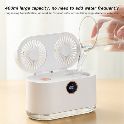 WT-818 Dual-leaf Spray Smart Digital Display Desktop Fan Night Light Humidification Cooler