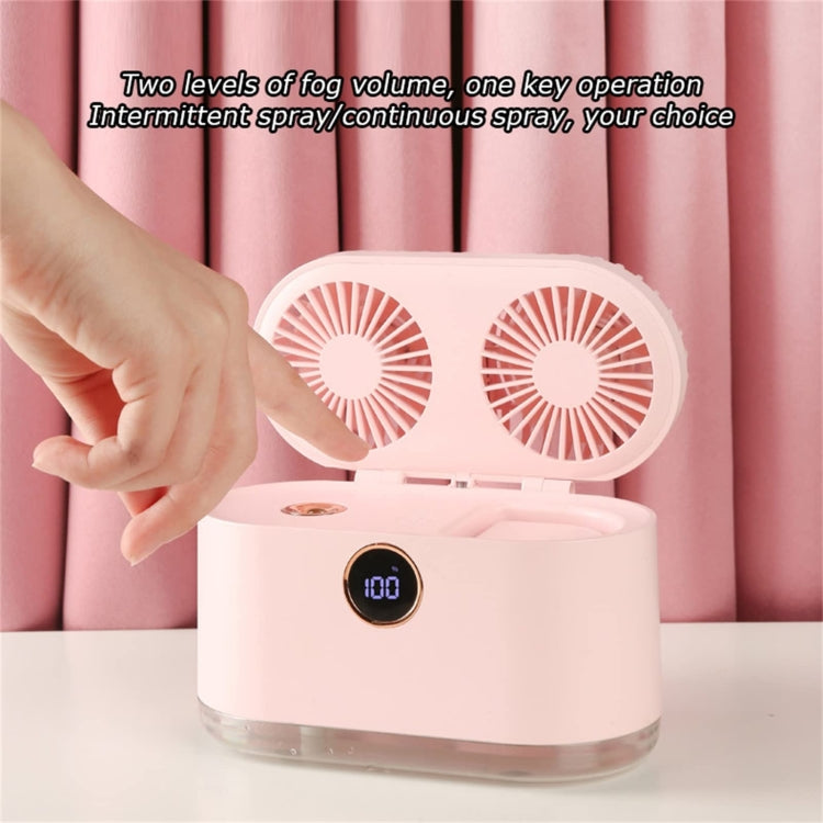 WT-818 Dual-leaf Spray Smart Digital Display Desktop Fan Night Light Humidification Cooler