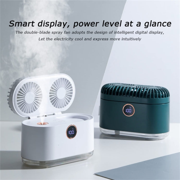 WT-818 Dual-leaf Spray Smart Digital Display Desktop Fan Night Light Humidification Cooler