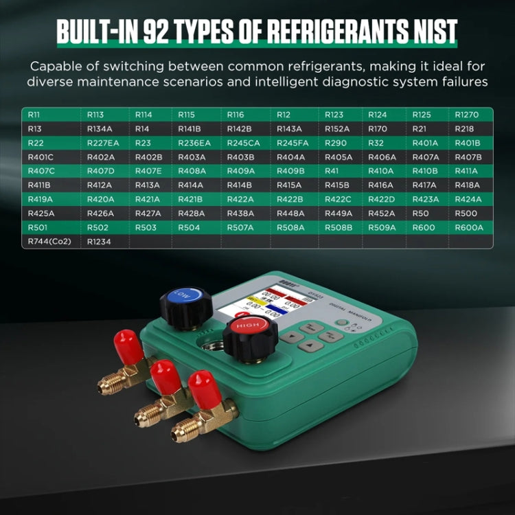 DUOYI DY523 Automotive Vacuum Pressure Gauge Liquid Charge Fluorine Repair Electronic Refrigerant Meter, 2pcs / Set, 11pcs / Set