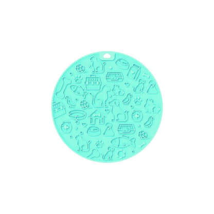 7 Inch Pet Licking Mat with Suction Cups Non-Slip Slow Feeding Mat for Dogs & Cats, Grey, Mint Color, Blue