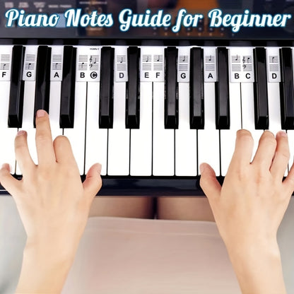 Silicone Piano Notes Guide Removable Piano Keyboard, 88 Keys White Bottom Black Text, 88 Keys White Bottom Color Text, 61 Keys White Bottom Black Text, 61 Keys White Bottom Color Text