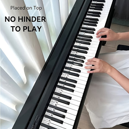 Silicone Piano Notes Guide Removable Piano Keyboard, 88 Keys White Bottom Black Text, 88 Keys White Bottom Color Text, 61 Keys White Bottom Black Text, 61 Keys White Bottom Color Text