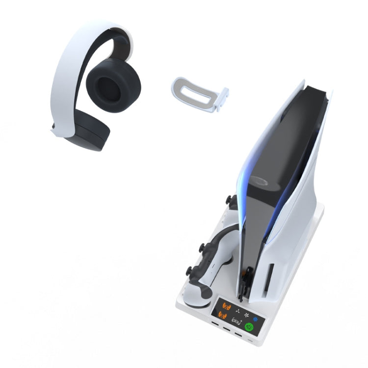 For PS5 Slim iplay HA-8006 Console Multifunctional Cooling Dock Handle Dual Charging Stand Handle Headphone Organizer, HA-8006