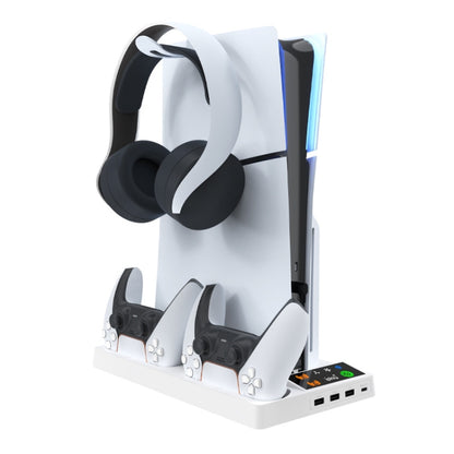 For PS5 Slim iplay HA-8006 Console Multifunctional Cooling Dock Handle Dual Charging Stand Handle Headphone Organizer, HA-8006