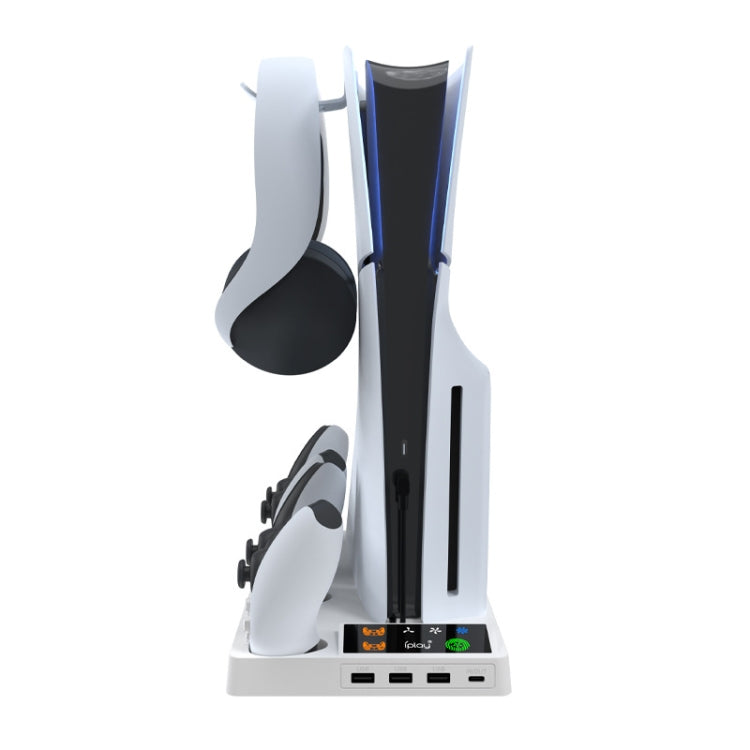 For PS5 Slim iplay HA-8006 Console Multifunctional Cooling Dock Handle Dual Charging Stand Handle Headphone Organizer, HA-8006
