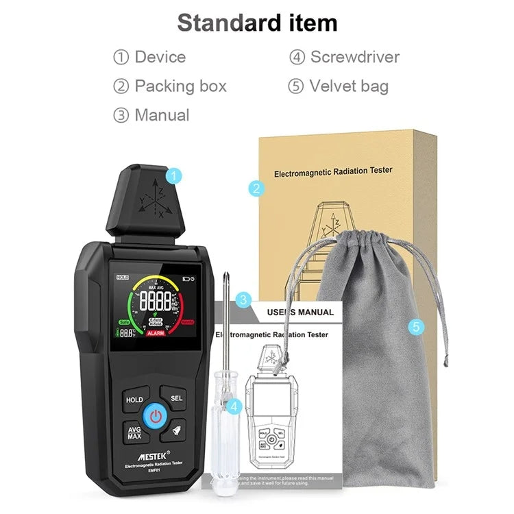 MESTEK  EMF01 Electromagnetic Radiation Detector Highly Sensitive 3-Axis Sensing Probe, EMF01