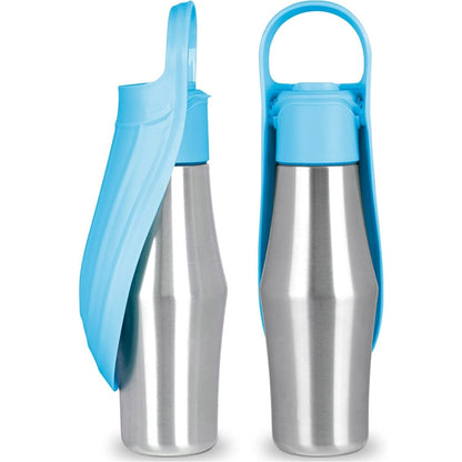 Pet Outing Stainless Steel Folding Water Bottle Outdoor Portable Drinking Fountain, Light Blue, Grey, Dark Green