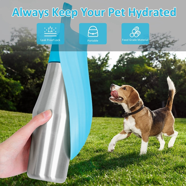 Pet Outing Stainless Steel Folding Water Bottle Outdoor Portable Drinking Fountain, Light Blue, Grey, Dark Green