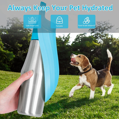 Pet Outing Stainless Steel Folding Water Bottle Outdoor Portable Drinking Fountain, Light Blue, Grey, Dark Green