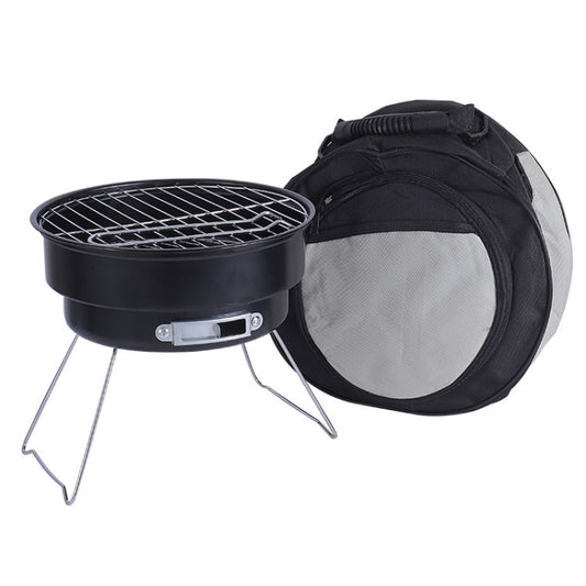 Portable Small Outdoor Folding Round BBQ Grill Wild Camping Cooking Tools, With Storage Bag, No Storage Bag