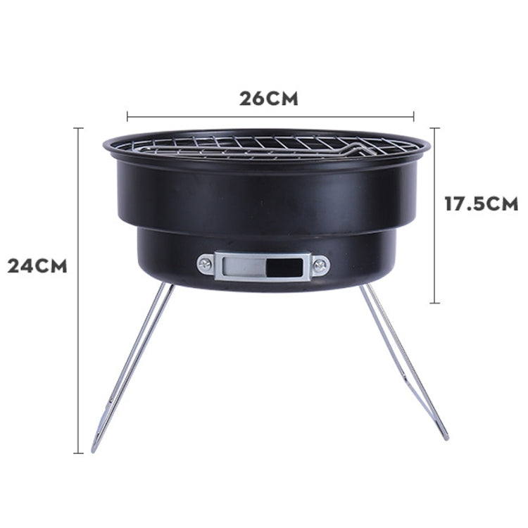 Portable Small Outdoor Folding Round BBQ Grill Wild Camping Cooking Tools, With Storage Bag, No Storage Bag