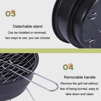 Portable Small Outdoor Folding Round BBQ Grill Wild Camping Cooking Tools, With Storage Bag, No Storage Bag