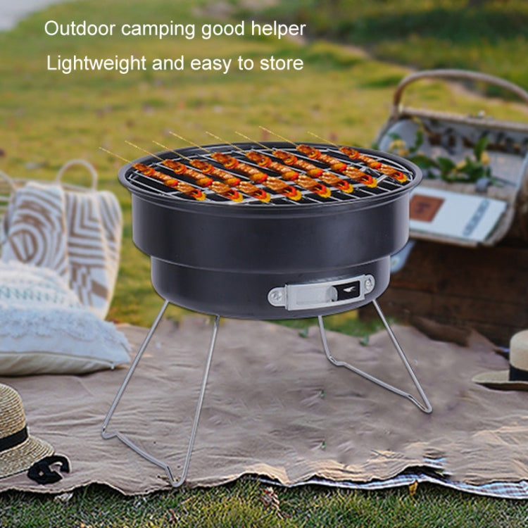 Portable Small Outdoor Folding Round BBQ Grill Wild Camping Cooking Tools, With Storage Bag, No Storage Bag