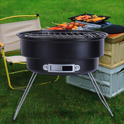 Portable Small Outdoor Folding Round BBQ Grill Wild Camping Cooking Tools, With Storage Bag, No Storage Bag