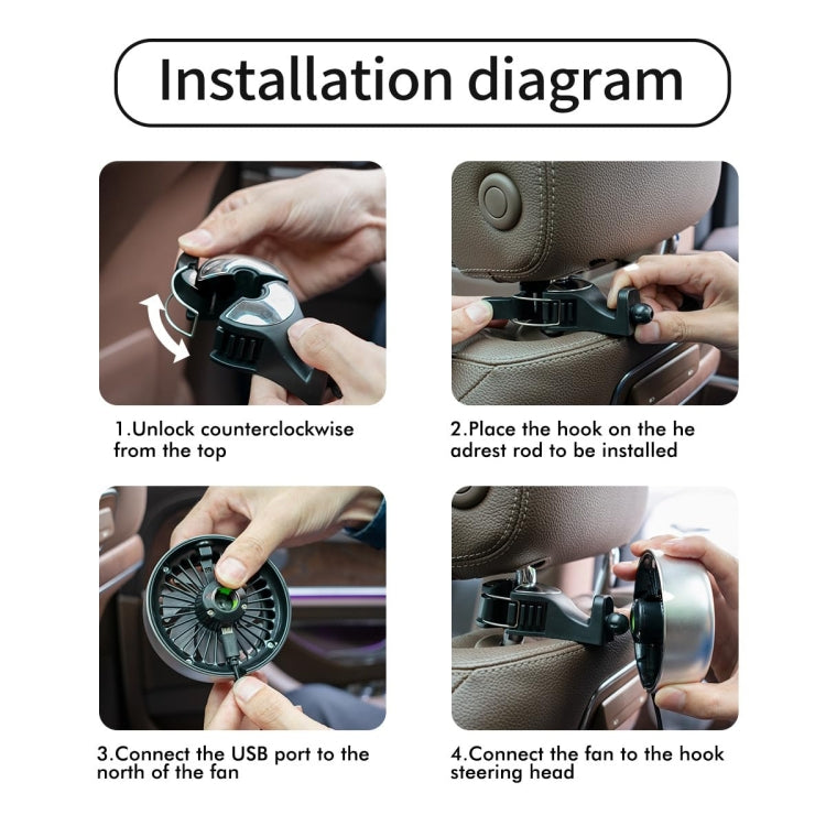 FE052 RGB Color Light USB Plug-in Clip-on Car Rear Seat Headrest Fan