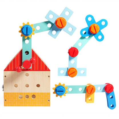 Wooden Multifunction Toolbox Early Learning Disassembly Nut Tool Basket Children Educational Toy, Wooden Multifunction Toolbox