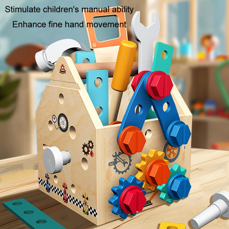 Wooden Multifunction Toolbox Early Learning Disassembly Nut Tool Basket Children Educational Toy, Wooden Multifunction Toolbox