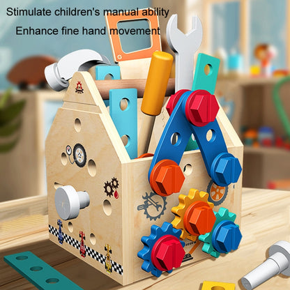 Wooden Multifunction Toolbox Early Learning Disassembly Nut Tool Basket Children Educational Toy, Wooden Multifunction Toolbox