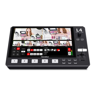 FEELWORLD L4 Multi-Camera Video Mixer Switcher 10.1" Touch Screen USB 3.0 Fast Streaming, EU Plug, UK Plug, US Plug, AU Plug