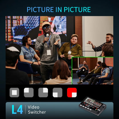 FEELWORLD L4 Multi-Camera Video Mixer Switcher 10.1" Touch Screen USB 3.0 Fast Streaming, EU Plug, UK Plug, US Plug, AU Plug