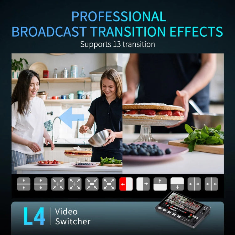 FEELWORLD L4 Multi-Camera Video Mixer Switcher 10.1" Touch Screen USB 3.0 Fast Streaming, EU Plug, UK Plug, US Plug, AU Plug