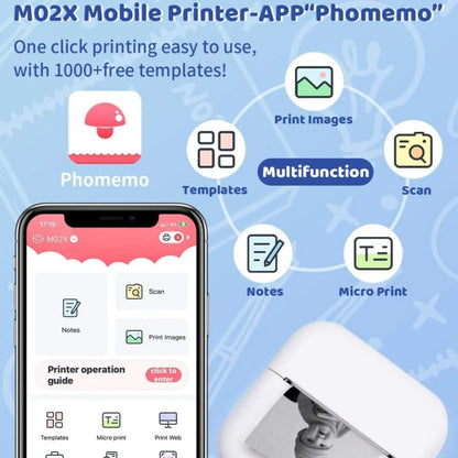 Phomemo M02X Inkless Pocket Printer Bluetooth Thermal Portable Sticker Maker Machine, White, Green