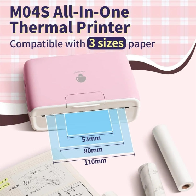 Phomemo M04S Thermal Printer Support 4 Inch Printing Width 300dpi Bluetooth Inkless Printer, White, Geen, Pink