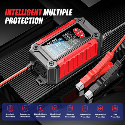FOXSUR Cars Motorcycles 12V Lithium Cattery Charger With Battery Detection, US Plug, EU Plug, UK Plug, AU Plug, JP Plug